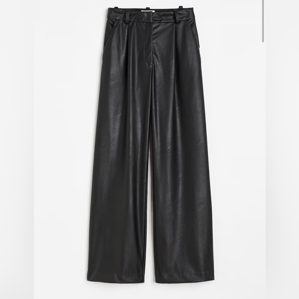 H&M faux leader wide leg pants